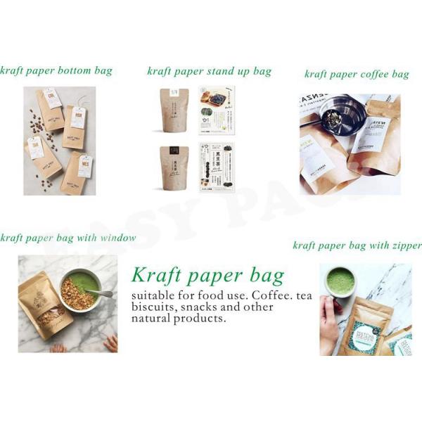 Window Kraft Paper Bags Zipper Top Sealing Customized Color For Food Packaging