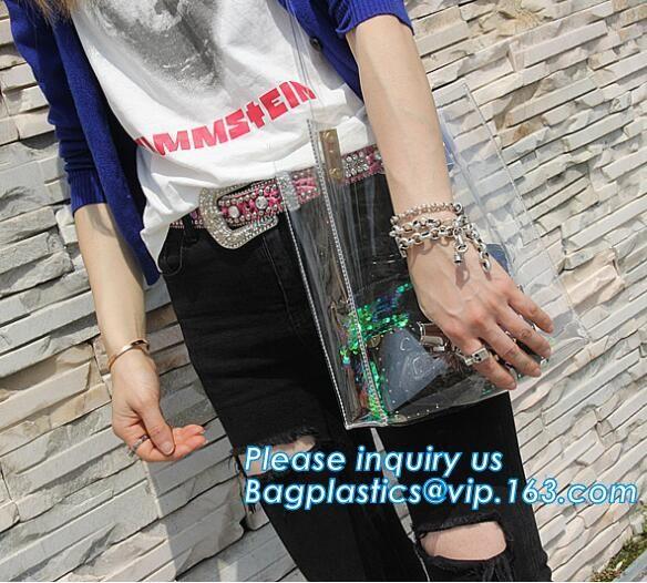 Handbags Shoulder Tote PVC Beach Bags for women with Zipper, pvc tote bag transparent handbag shoulder bag, Tote Handbag