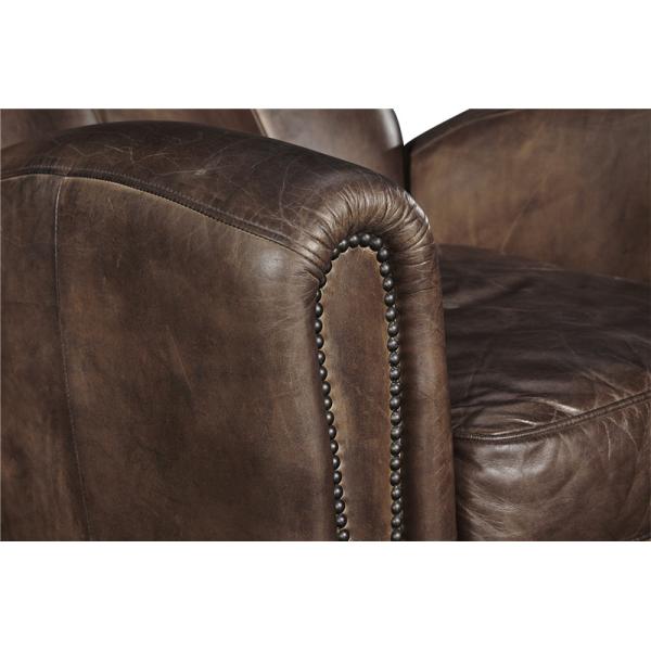 35'' Vintage Cigar Leather Leisure Armchair With brass nail heads handworkcraft