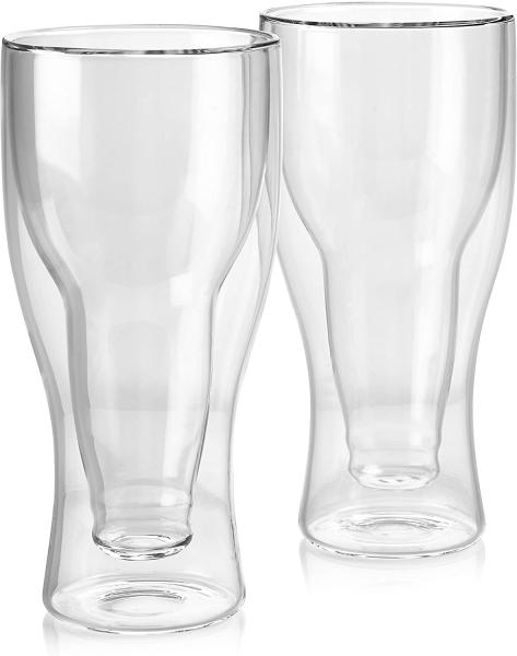 Caneca dobro isolada do vidro de cerveja da parede, 350ml cerveja Glasss para o feriado