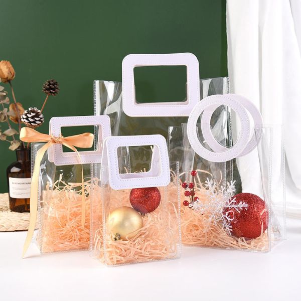 Customizable Food-Grade Transparent/Frosted Flat Satchel Self-Sealing  Plastic Bags Carry Handle For Food Packaging