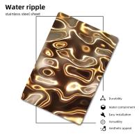 316 placa de acero inoxidable inoxidable decorativa de la ondulación del agua del espejo del oro del panel del martillo de la hoja de acero 4x8 3d