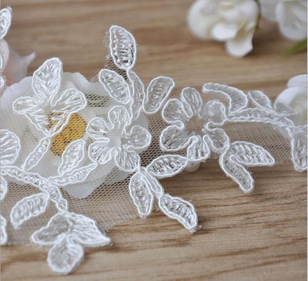 Apparel  Accessories Ivory/Black  Embroidery  Lace Applique for Bridal Dress