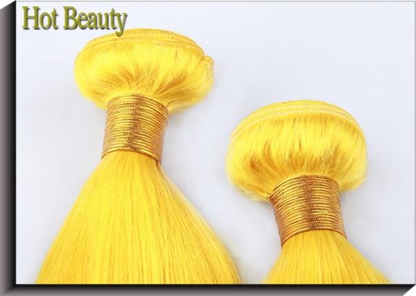 Yellow Single Drawn Virgin Human Hair Extensions No Tangle And No Shedding