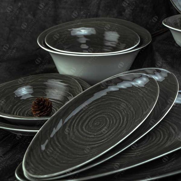 Oblong Shape Ceramic Dinner Plate 14.25'' 16.25'' For Baking Store