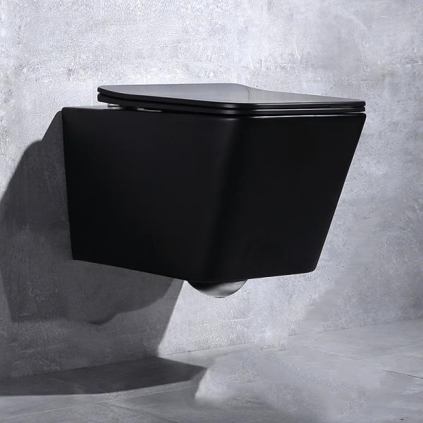 De nouveau au mur d'une seule pièce Hung Toilet Tankless Black Square de cuvette