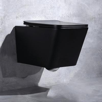 De volta à parede uma parede Hung Toilet Tankless Black Square da bacia de toalete da parte