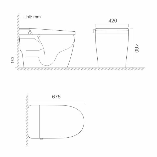 Washdown Modern Smart Toilet 420x675x480mm Toilets With Heated Seats