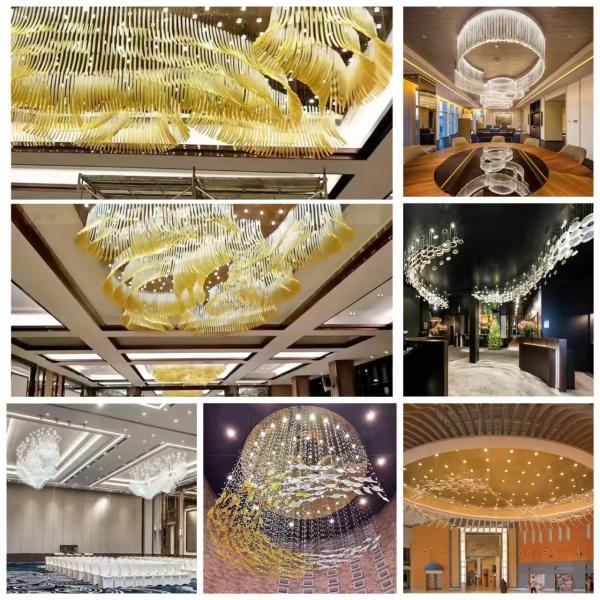 Techo de joyería azul verde cascada de hielo hecha a mano hielo soplado personalizado lámpara de araña de estalagita Hotel lobby villa lámpara de araña de ingeniería lámparas no estándar personalizado