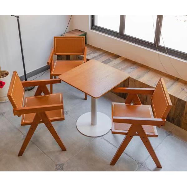 Restaurant Coffee Shop Bistro Commercial Furniture Ash Solid Wooden Dining Set