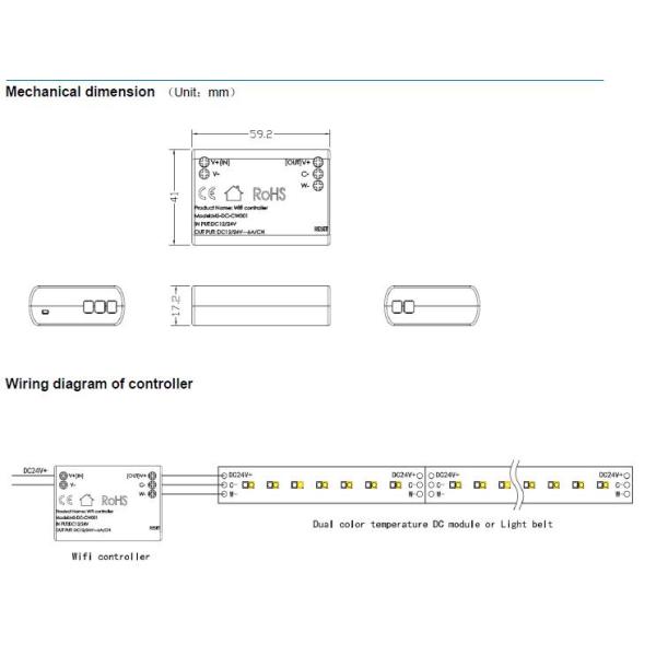 Remote Control IP20 150W 24V 6A Led Lamp Wifi Controller
