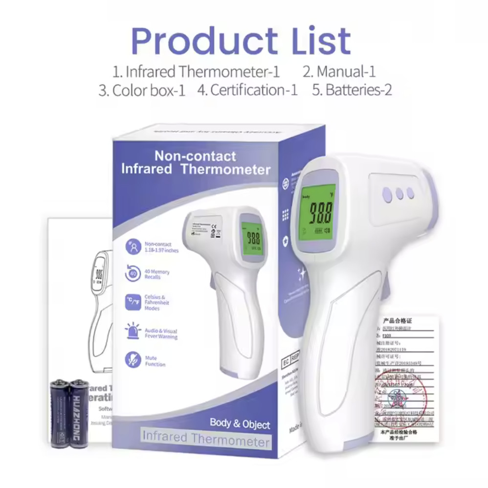 Body Or Object Surface Medical Forehead Thermometer Non Contact With Auto Shut Off