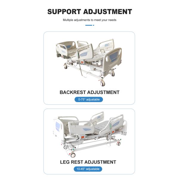 MN-EB005 Paramount Type Five Function Hospital Linak Motor Bed for Medical Care