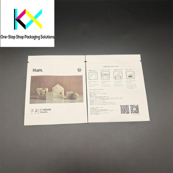Biodegradable Three Side Seal Pouch Kraft Paper Coffee Bag 110um Thickness
