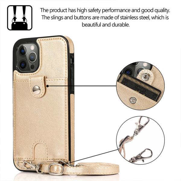 Men's Crossbody Leather Case for iPhone 12 Pro Max Shockproof and Functional Design