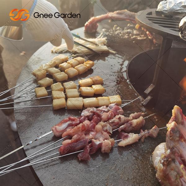 Wood Burning Corten Steel Outdoor BBQ Table Fire Pit Charcoal Barbecue Grill