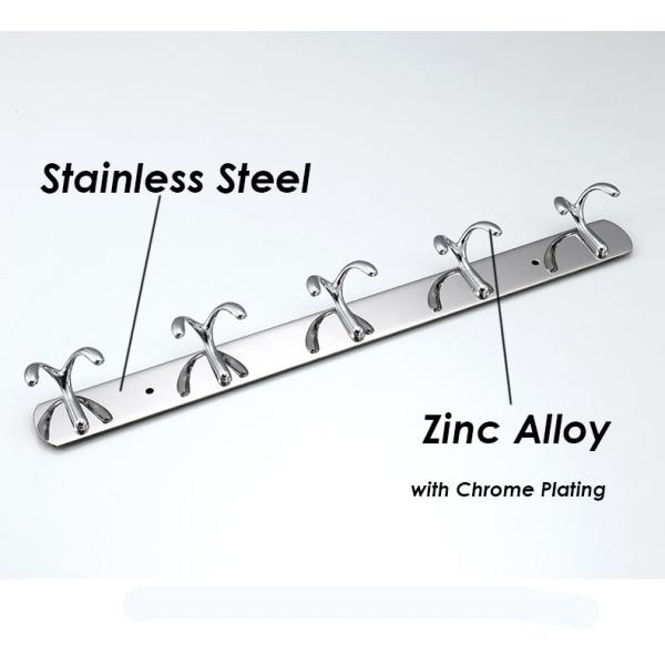 Mirror Chrome Silver Stainless Steel Hat And Coat Hooks Wall Mounted With 8 Hooks