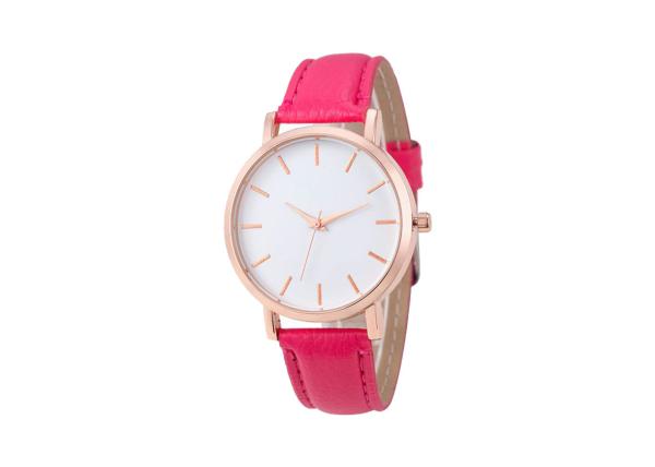 Waterproof Genuine Leather Stainless Steel Ladies Watch Rose Gold Case Color