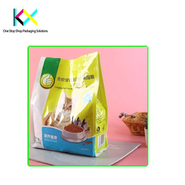 Convenient Resealable Zipper Flat Bottom Pouches For Pet Food Packaging Bags Adopt Digital Printed