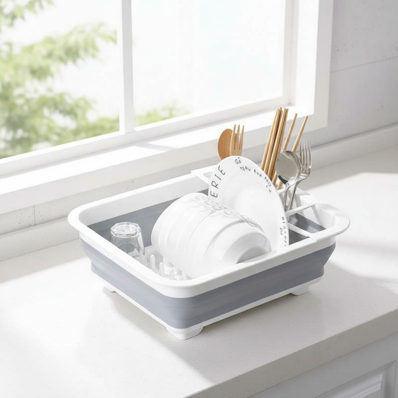 Collapsible Vegetable Washing Draining Basket Bowl Plate Plastic Storage Box Foldable Dish Draining Rack for Kitchen