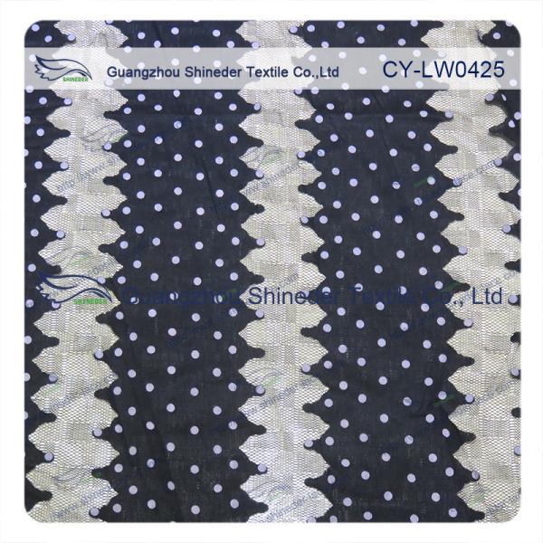 Fashion Polyester&Cotton Burned out Lace Fabric with polka dot for casual wear