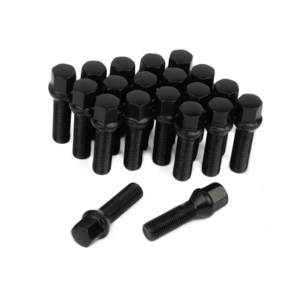 Black Audi Wheel Lug Bolts Carbon Steel Material 14x1.5 Thread Pitch