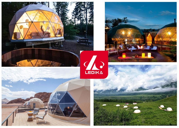 Водоустойчивая гостиница шатра геодезического купола 6M Glamping для курорта