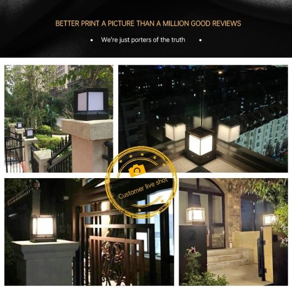 3.7V Black Solar Powered Fence Lights Solar Lantern 80LM For Outdoor Courtyard