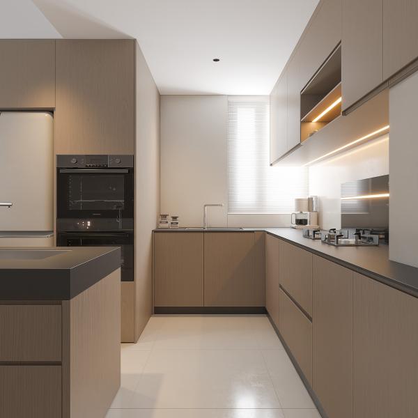 Cocina White Shaker Modular Kitchen Cabinets / Pre Fab Kitchen Cabinets With Quartz Stone Counter