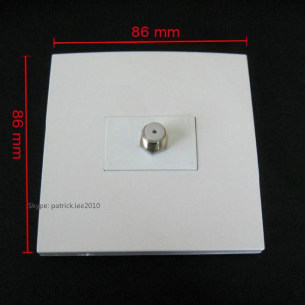 Glossy White TV Wall Plate Socket F Head Digital TV Connector Silver Plate 86x86mm