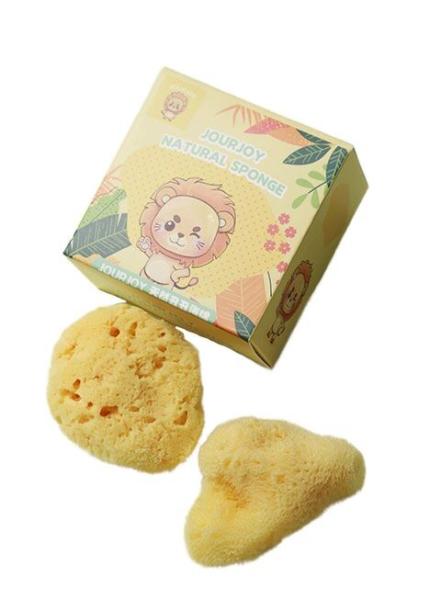 Soft and Gentle Infant Bath Sponge for Sensitive Skin Natural Sponge Size Is 8*8*4.2CM And Weight Is 10Gram Yellow color