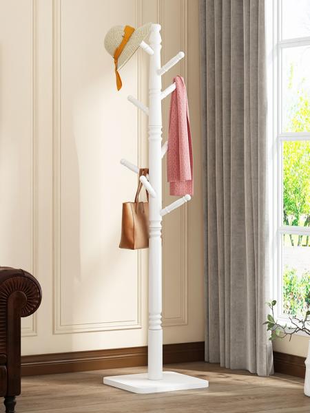 Freestanding Tree Branch Coat Rack Hanger Stand Wooden Square Base