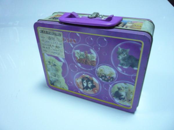 Colorful Metal Tin Lunch Box , Tinplate Cover Hinge Square Tin Box