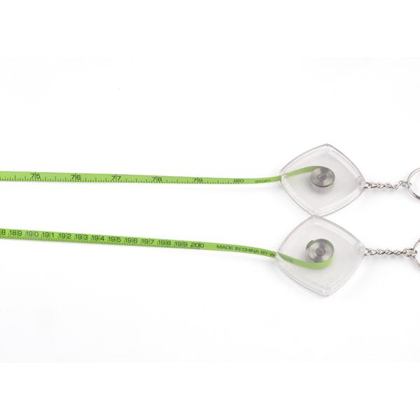 Green Metal Measuring Tape Keychain 2 Meters 80 Inches With Transparent Plastic Shell