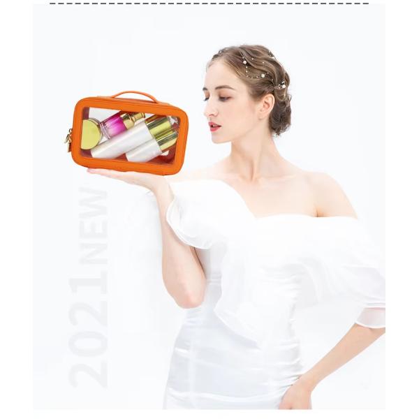 Small Waterproof Travel PU Leather Toilet Bag with Customized Color PVC Makeup Case
