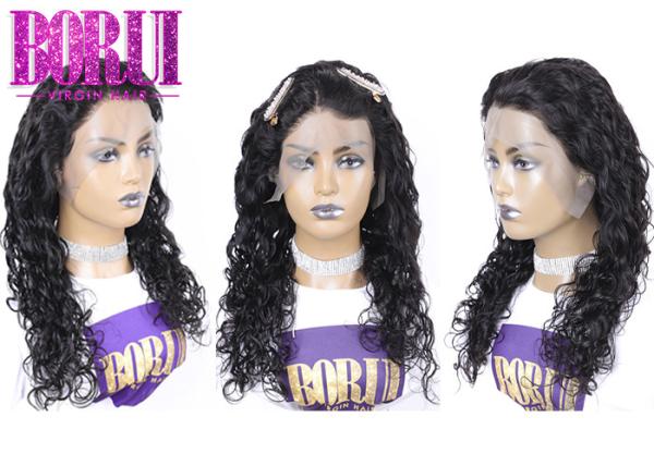 Peruca natural peruana do laço da onda com tamanho médio encaracolado do laço completo do cabelo do bebê