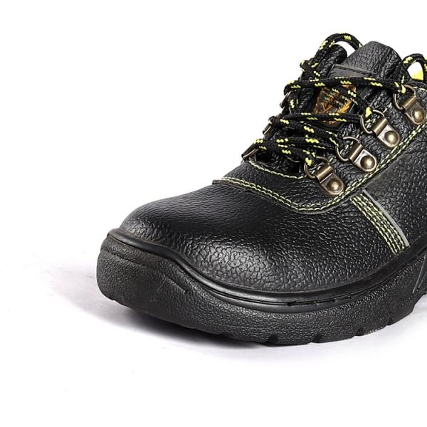 Comfortable EVA Insole Steel Toe Black Leather Mesh PU Sole Puncture Resistance Work Safety Shoes