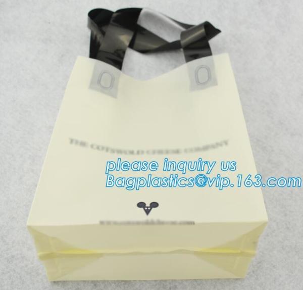 soft loop plastic carry bags/soft plastic bags made in Vietnam,waterproof die cut handle plastic corn starch based biode