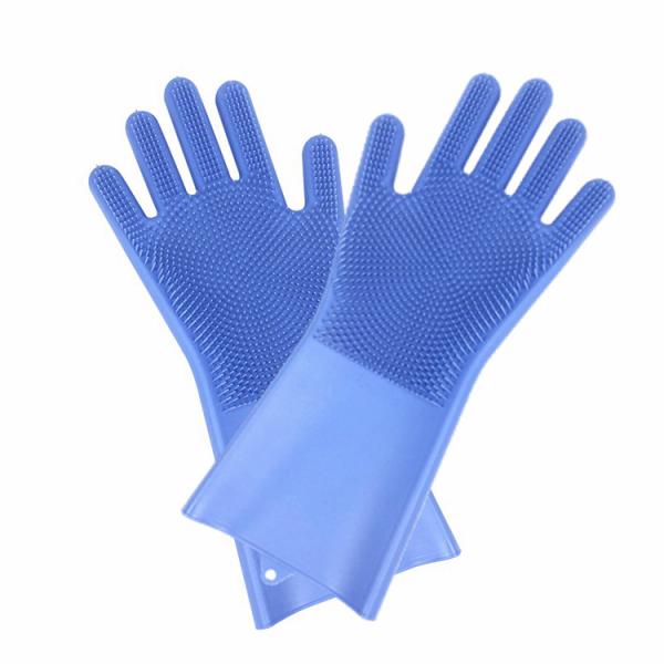 Food Grade Heat Resistant Soft Silicone Dish washing Gloves Silicone Gloves with Cleaning Brush