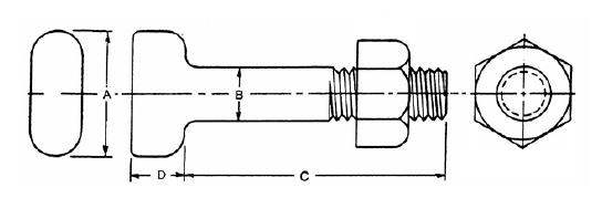 Mechanical Joint Waterwork T-Bolt and Nut SS304 316 For Water Treatment System