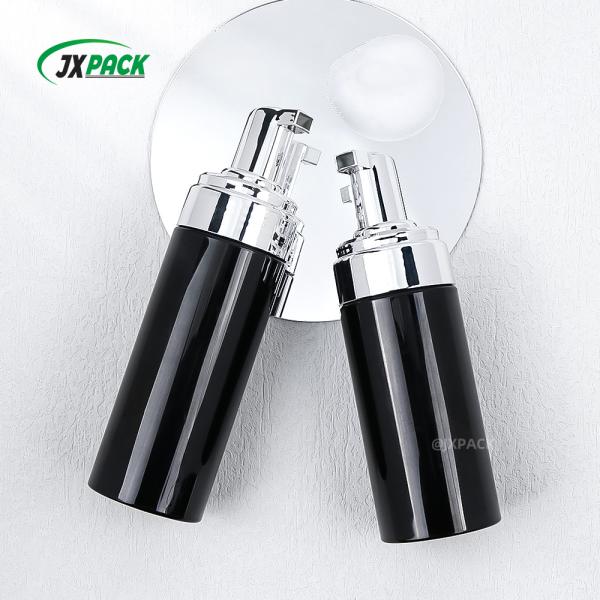 PET Round Face Cleanser Bottles , Plastic Hand Soap Pump Bottles With Silicone Brush