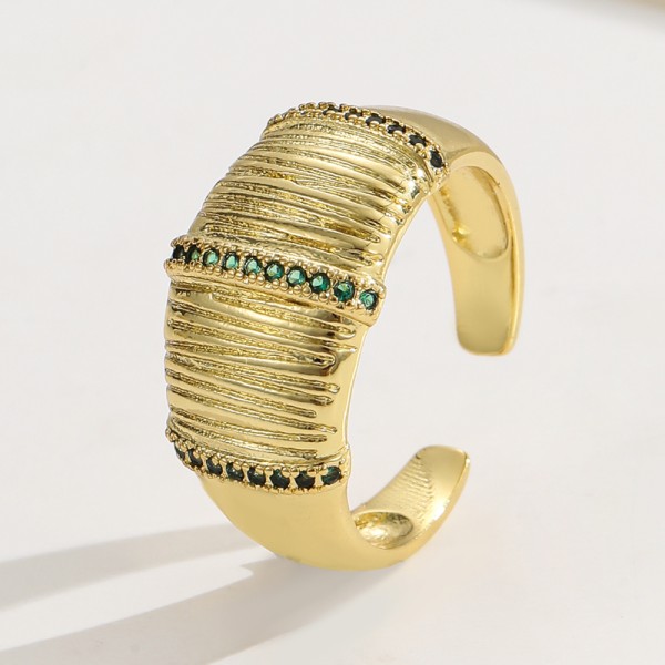 Clear Emerald CZ 14K Gold Plated Adjustable Dubai Gold Star Finger Rings Jewelry Designs for Women Gift