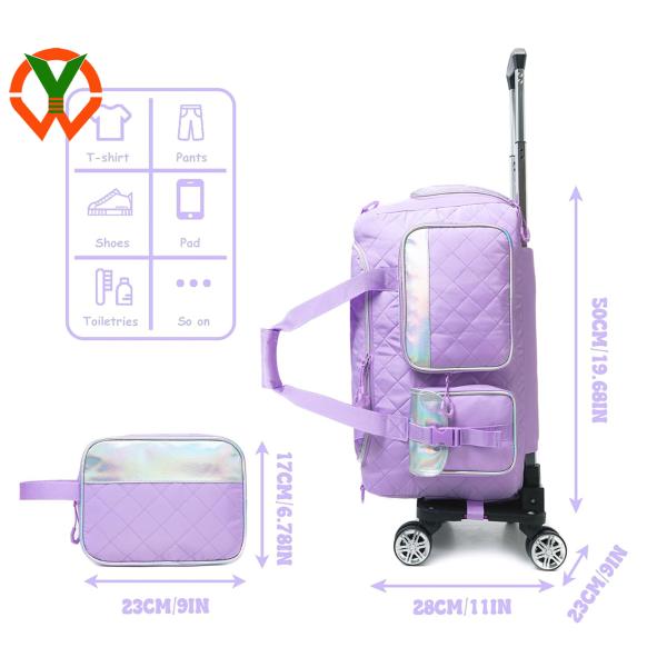 Sacs à dos de mode pour femmes avec roues Sacs de nuit avec boîte à chaussures pour les voyages