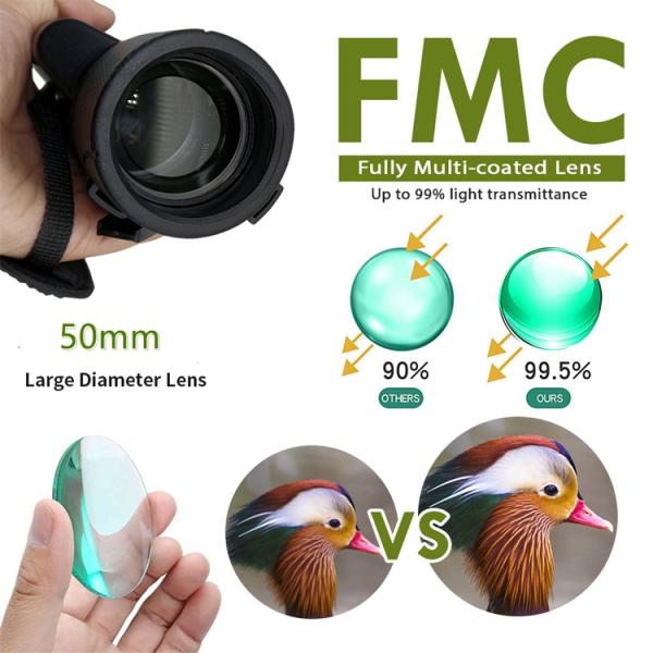 High Magnification BAK4 Mobile Phone Monocular Telescope 10x42 12x50
