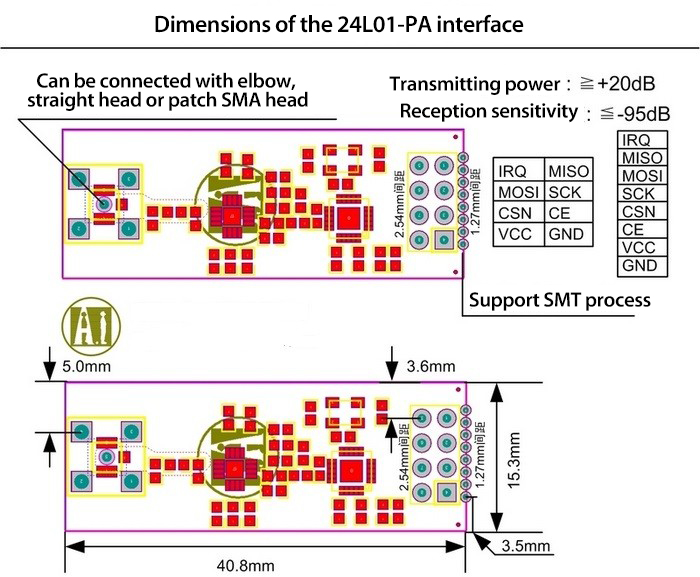 NRF24L01 модуль PA LNA беспроводной Wifi с антенной 1000 метров FZ0410