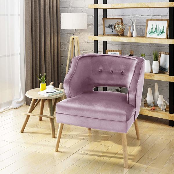 Light Lavender Velvet Fabric Accent Chair Nordic Simple Fashion Restaurant