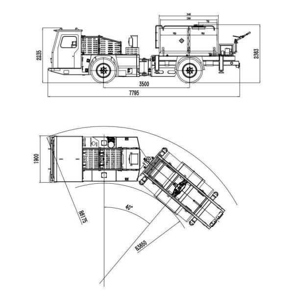 Underground Fire Fighting Vehicle Water Tank Carrier for Mining 7795x1900x2235mm