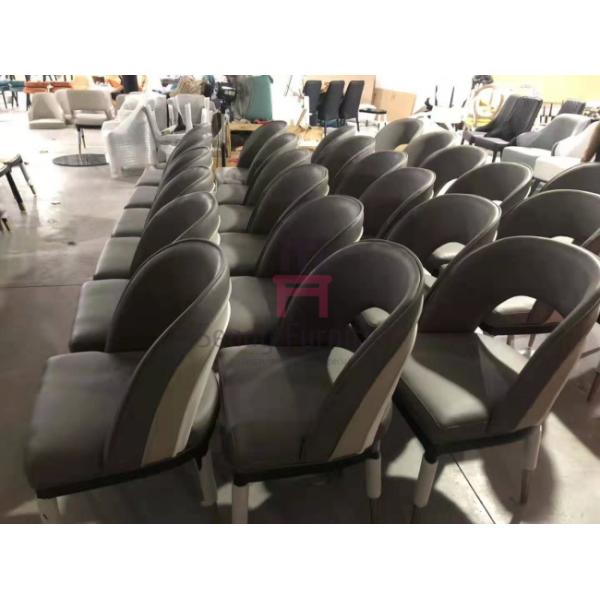 Open Back Rainbow Leather Wood Restaurant Chairs With Gold Stainless Steel Feet