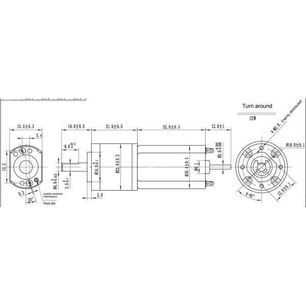 Moteur à faible bruit 24V 59 t/mn 0.05A 22mm de vitesse de brosse de C.C de la NEMA 8