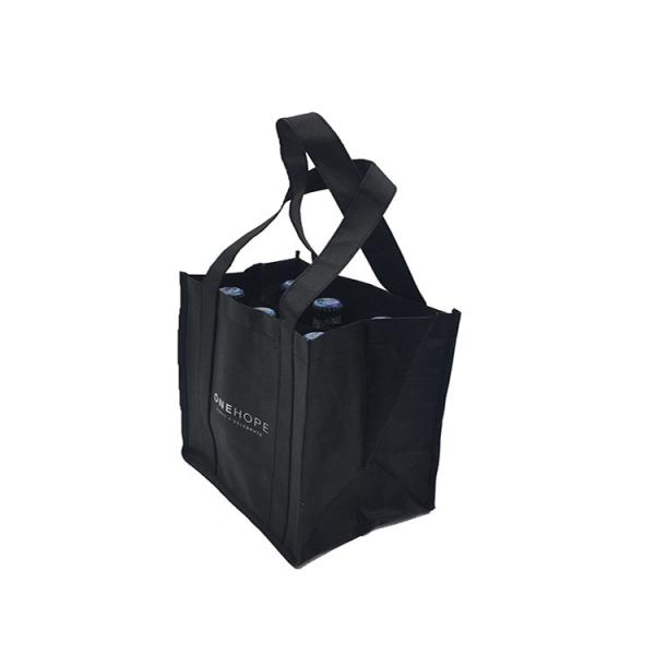 Durable Reusable Printed Non Woven Carry Bags , 6 Bottle Wine Tote Bags